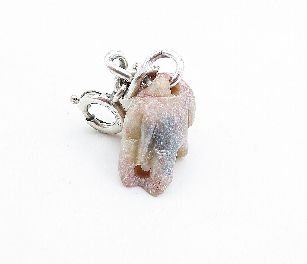 DANECRAFT 925 Sterling Silver  Vintage Rhodonite Elephant Pendant  PT3892