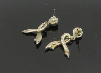 MEXICO 925 Sterling Silver  Vintage Sodalite Ribbon Dangle Earrings  EG10510