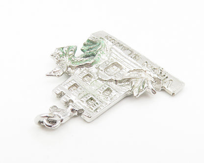 925 Sterling Silver  Vintage Shiny Virgin Islands Palm Trees Pendant  PT9043