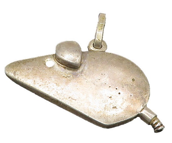 925 Sterling Silver   Vintage Modernist Mouse Motif Drop Pendant  PT18257