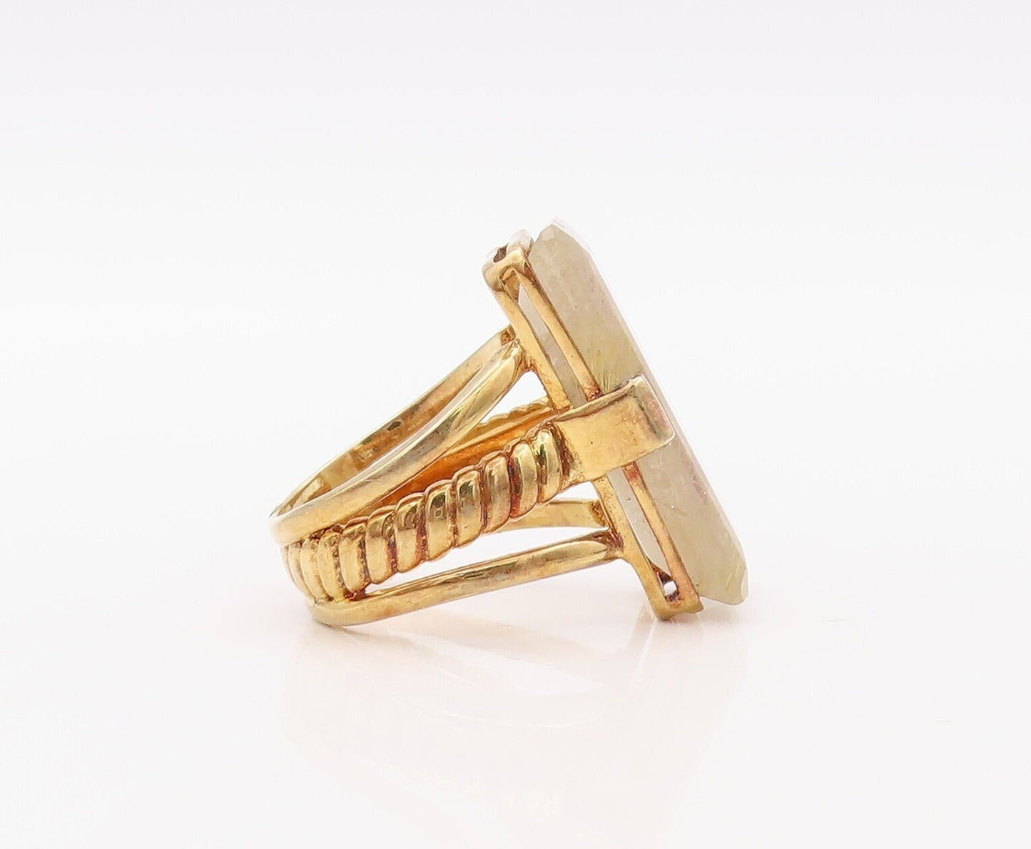 925 Sterling Silver Vintage Ring Gold Plated Large Gemstone Sz 7  RG30771