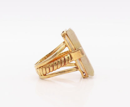 925 Sterling Silver Vintage Ring Gold Plated Large Gemstone Sz 7  RG30771