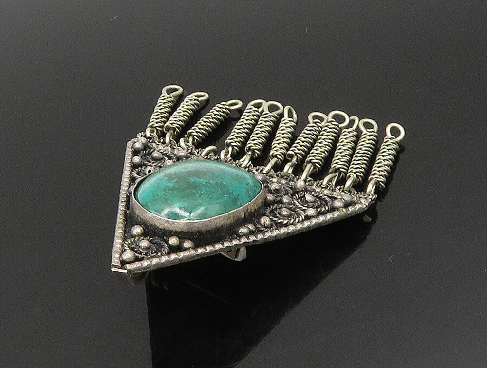 ISRAEL 925 Sterling Silver  Vintage Eilat Stone & Beads Brooch Pin  BP9453