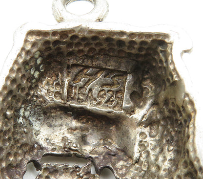 925 Sterling Silver  Vintage Diamond Cut Bull Dog Motif Pendant  PT12401
