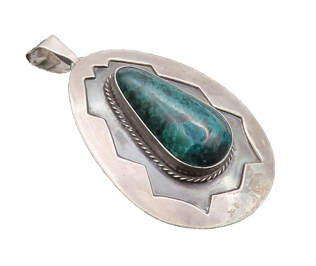 925 Sterling Silver Vintage Brooch Pin ISRAEL Turquoise Halo Rope Etched BP10684