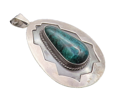 925 Sterling Silver Vintage Brooch Pin ISRAEL Turquoise Halo Rope Etched BP10684