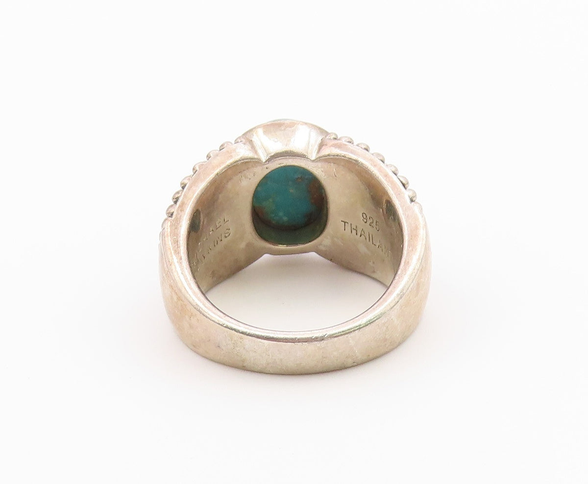 925 Sterling Silver Vintage Ring MICHAEL DAWKINS Turquoise Band  Sz 9  RG36583