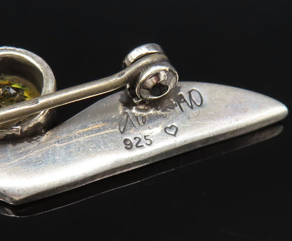 DESIGNER 925 Silver  Vintage Modernist Cubic Zirconia Brooch Pin  BP10071