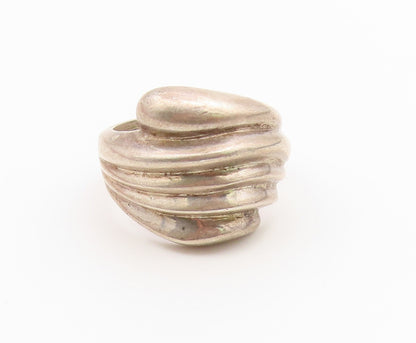 925 Sterling Silver Vintage Ring MEXICO Classic Ribbed Wave Band  Sz 7  RG36830