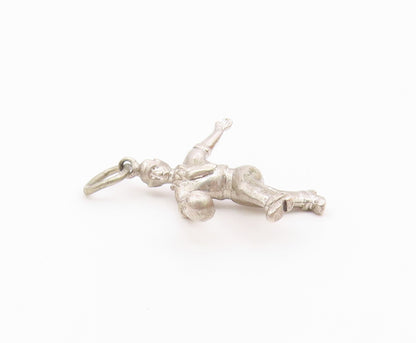 925 Sterling Silver  Vintage Shiny Man Bowling Sports Motif Pendant  PT18883