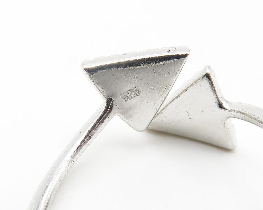 925 Sterling Silver  Shiny White Topaz Triangle Bypass Band Ring Sz 8  RG11442