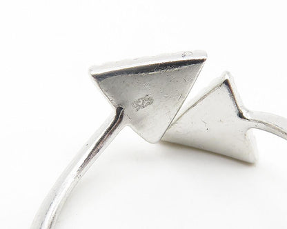925 Sterling Silver  Shiny White Topaz Triangle Bypass Band Ring Sz 8  RG11442
