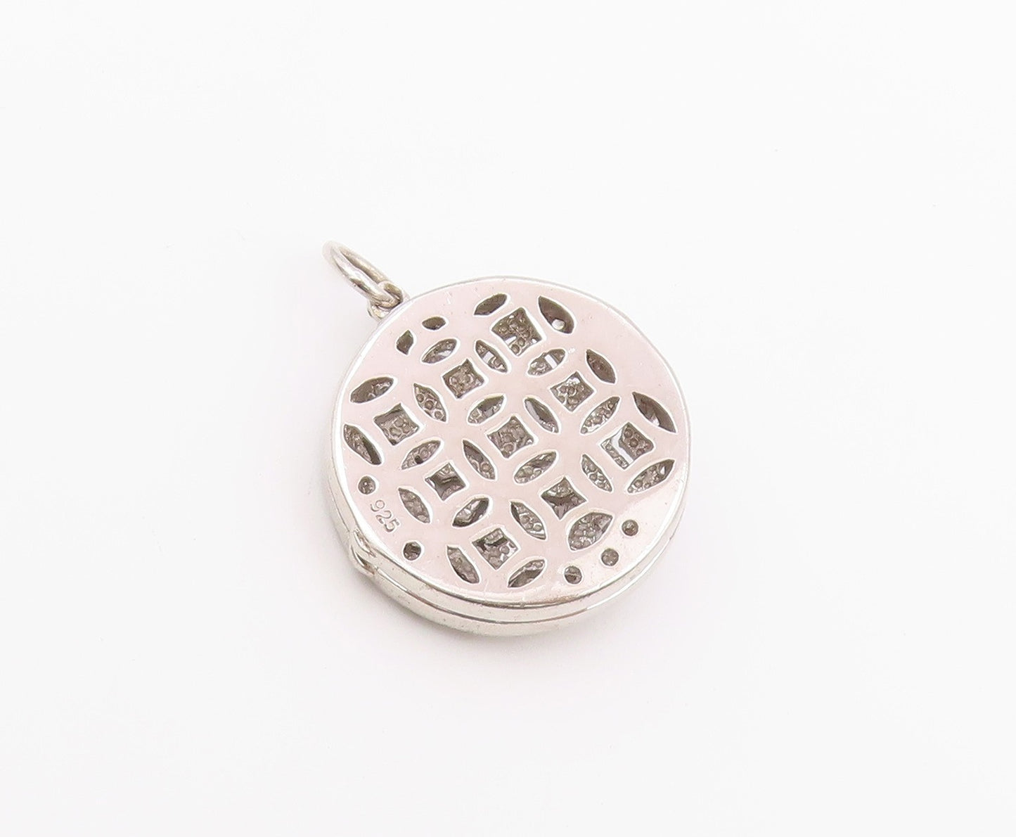 925 Sterling Silver Vintage Pendant Topaz Floral Mandala Charm OPENS  PT26363