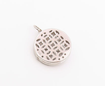 925 Sterling Silver Vintage Pendant Topaz Floral Mandala Charm OPENS  PT26363