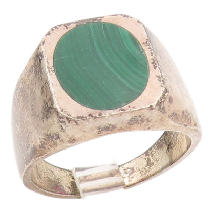 925 Sterling Silver Vintage Ring TAXCO MEXICO Malachite Band  Sz 11  RG35352