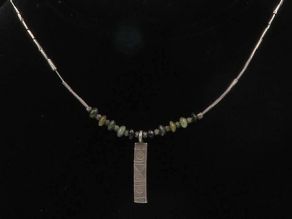 SOUTHWESTERN 925 Silver Vintage Black Onyx & Agate Chain Necklace NE2443
