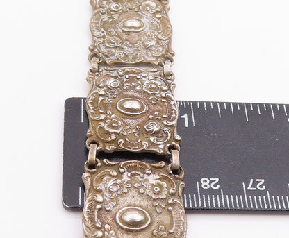 925 Sterling Silver Vintage Bracelet GERMANY Antique Scroll Panel Link BT11947