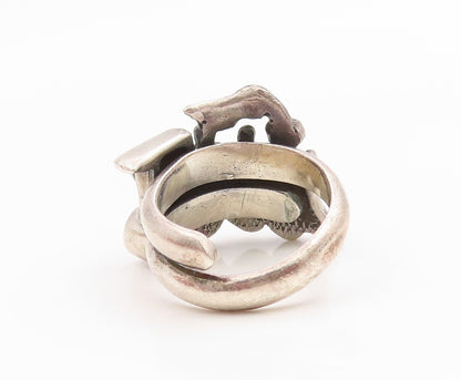 925 Sterling Silver Vintage Ring MEXICO Locomotive Engine Band  Sz 6  RG35584