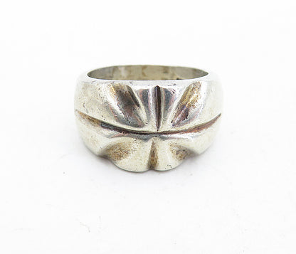 MEXICO 925 Sterling Silver Vintage Sculpted Detail Band Ring Sz 7 RG5502