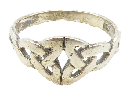 925 Sterling Silver  Vintage Shiny Celtic Knot Band Ring Sz 7.5  RG16570