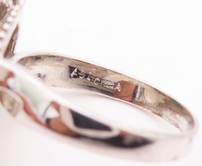 925 Sterling Silver Vintage Ring Designer Round Smoky Quartz Topaz Sz 7  RG29315