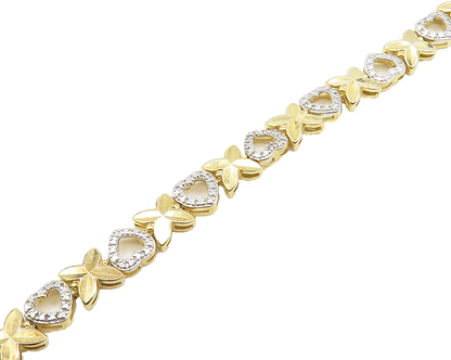 925 Sterling Silver  Genuine Diamond XO Love Heart Chain Bracelet  BT7440