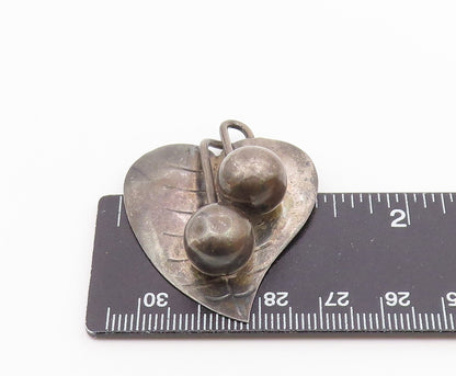 MEXICO 925 Sterling Silver  Vintage Oxidized Floral Leaf Brooch Pin  BP4632