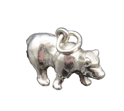 925 Sterling Silver  Vintage Sculpted Polar Bear Charm Pendant  PT20959