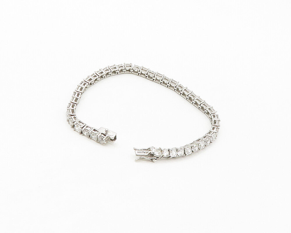 925 Sterling Silver  Shiny Prong Set Cubic Zirconia Tennis Bracelet  BT6741