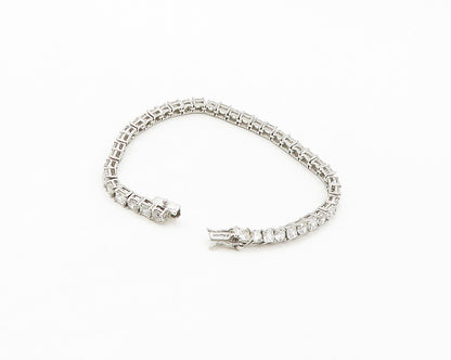925 Sterling Silver  Shiny Prong Set Cubic Zirconia Tennis Bracelet  BT6741