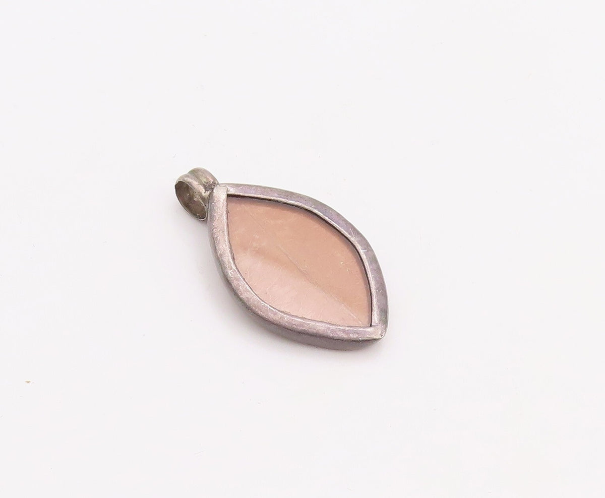 925 Sterling Silver Vintage Pendant Marquise Shape Wooden Inlay  PT23581