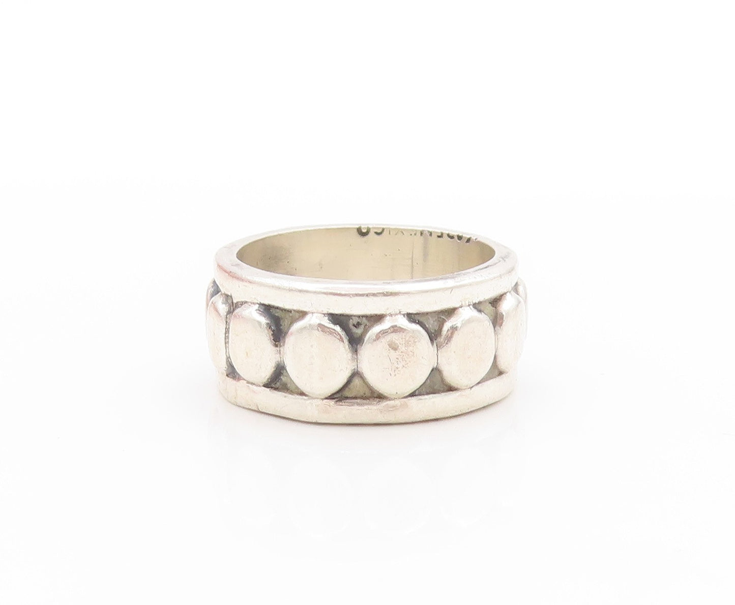 925 Sterling Silver Vintage Ring Tapered Geometric Circle Band  Sz 6  RG33647