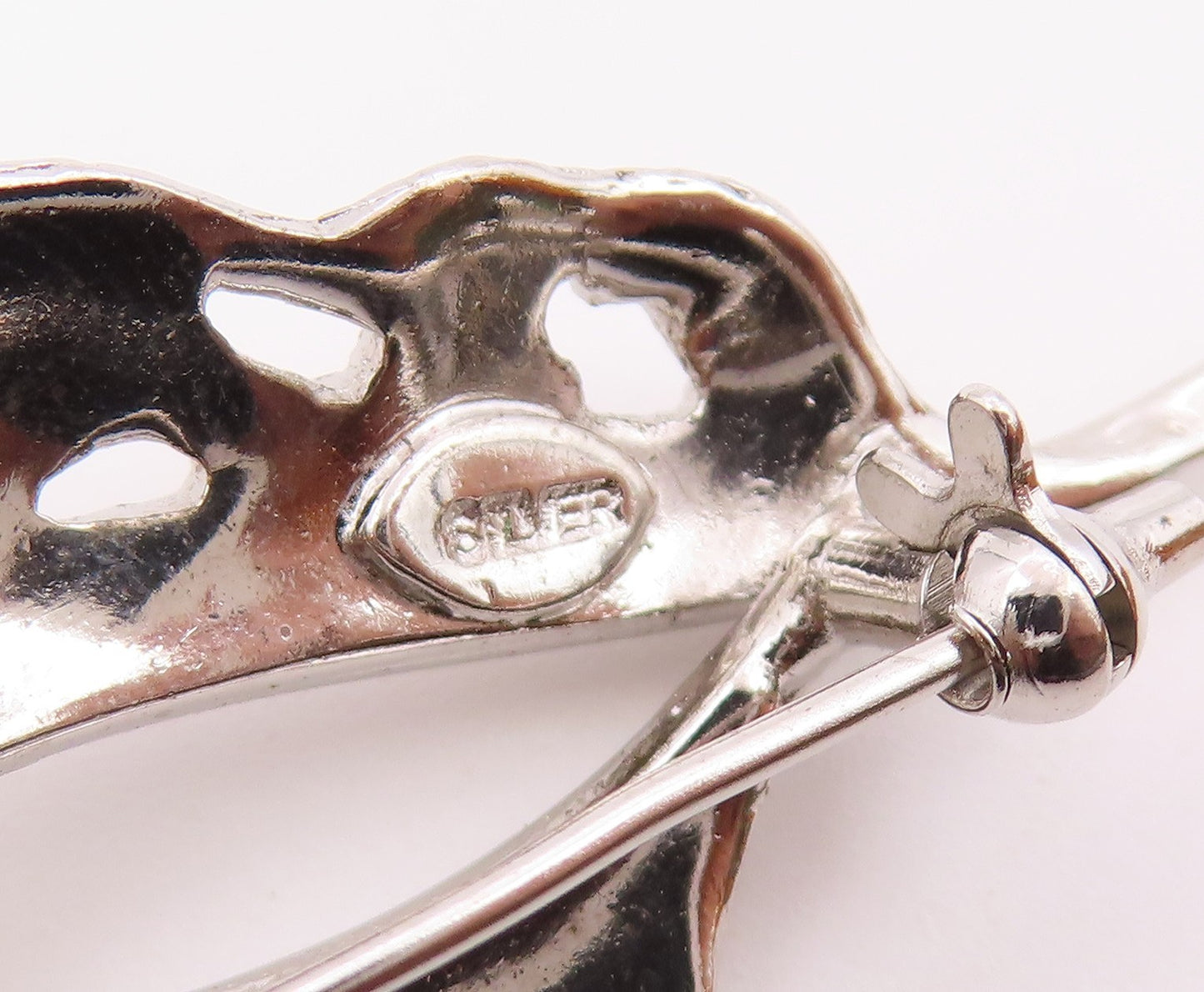 925 Silver  Vintage Cultured Pearls Shiny Floral Leaf Brooch Pin  BP8881