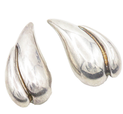 FREDERIC JEAN DUCLOS 925 Silver  Vintage Shiny Non Pierce Earrings  EG9544