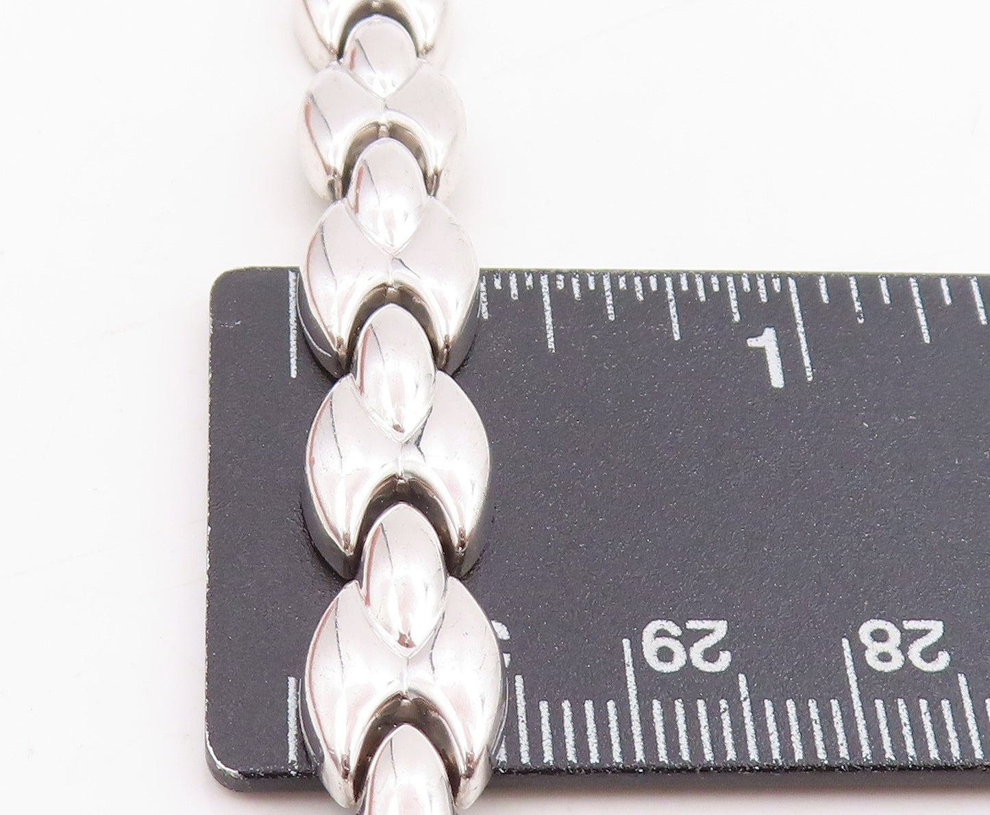 925 Sterling Silver Vintage Bracelet Intertwined Polished Link Chain   BT11476