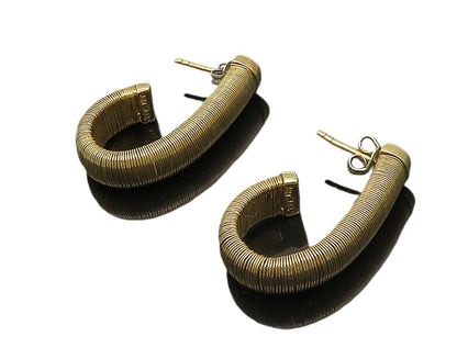 925 Sterling Silver  Vintage Gold Plated Wire Wrapped JHoop Earrings  EG9367