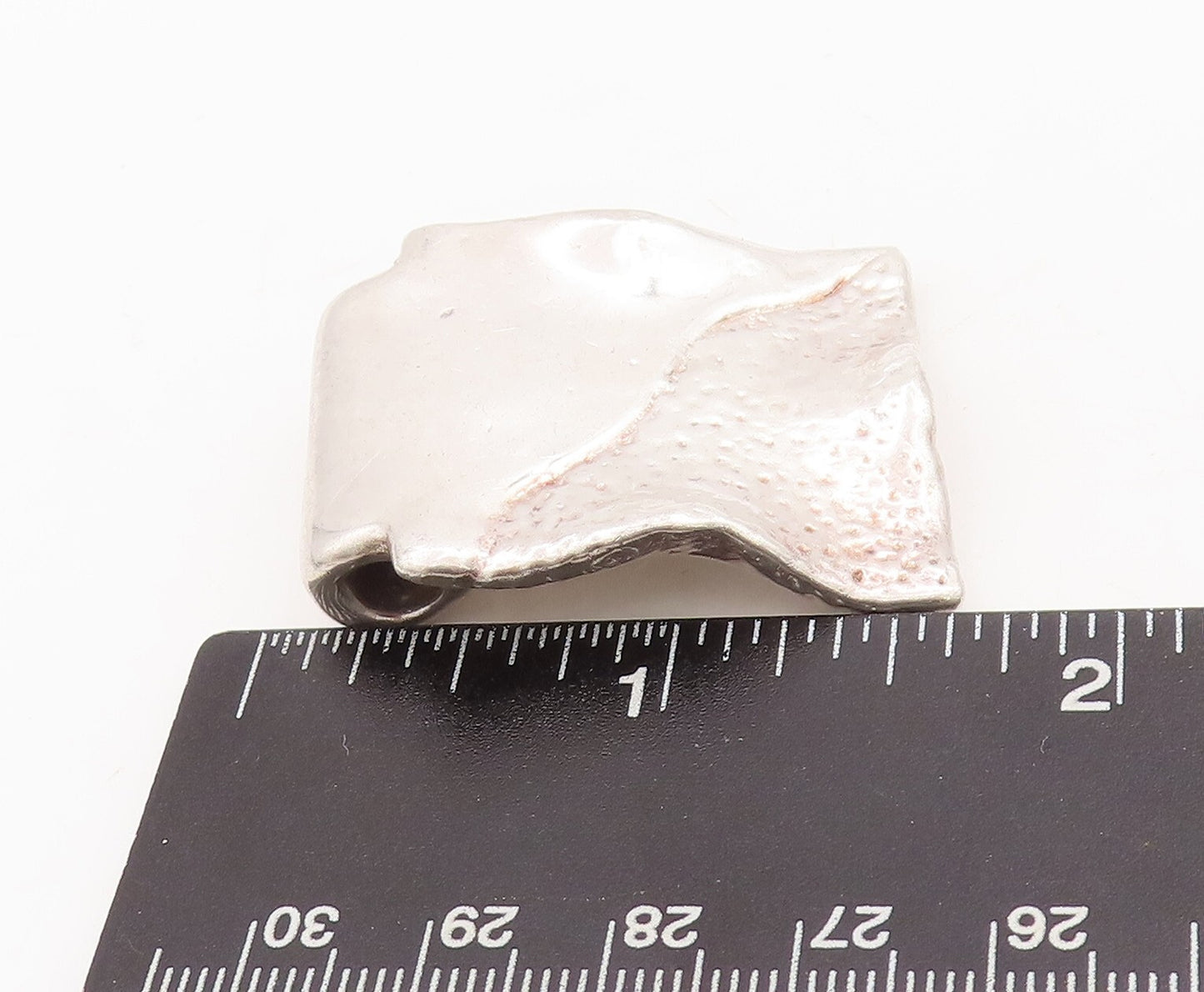 925 Sterling Silver Vintage Pendant Square Brutalist Cloth Design  PT23484