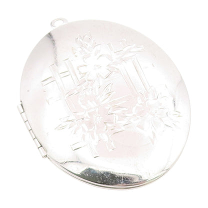 925 Sterling Silver Vintage Pendant CARL ART Large Floral Locket OPENS  PT25803