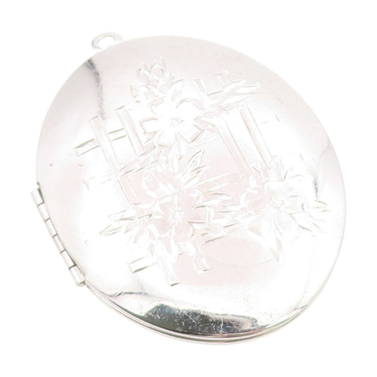 925 Sterling Silver Vintage Pendant CARL ART Large Floral Locket OPENS  PT25803