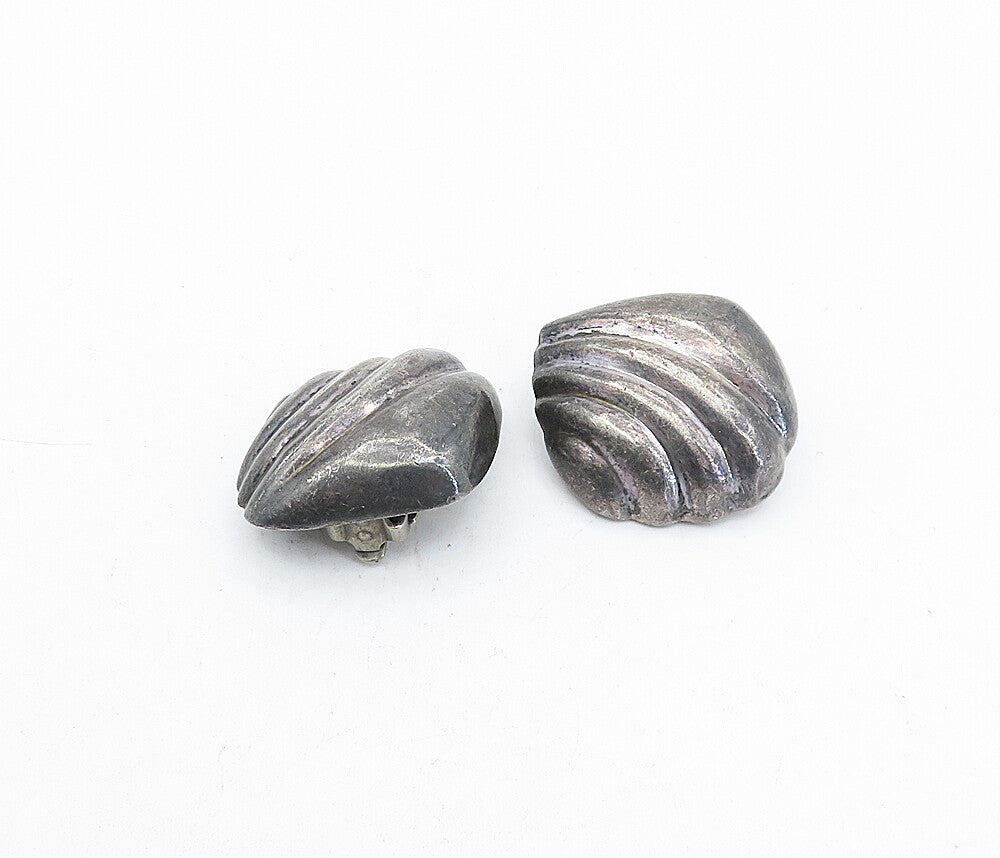 TIFFANY & CO. 925 Silver  Vintage Fluted Dome Non Pierce Earrings  EG2201