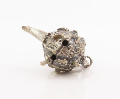 925 Sterling Silver Vintage Pendant Solid Swirly Floral Carved Water Jug PT22775