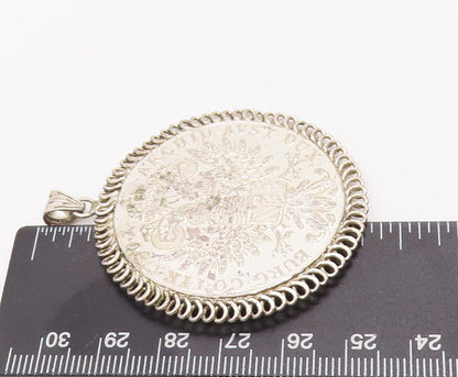925 Sterling Silver Vintage Pendant Solid Carved Royal Face Coin  PT23132