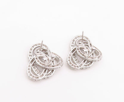 925 Sterling Silver Vintage Earrings Modernist CZ Interlocking Knot  EG14215