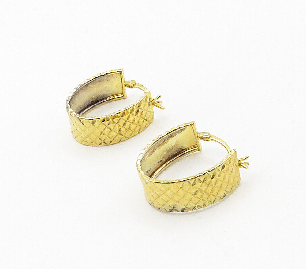 925 Sterling Silver  Vintage Shiny Gold Plated U Shape Hoop Earrings  EG8339