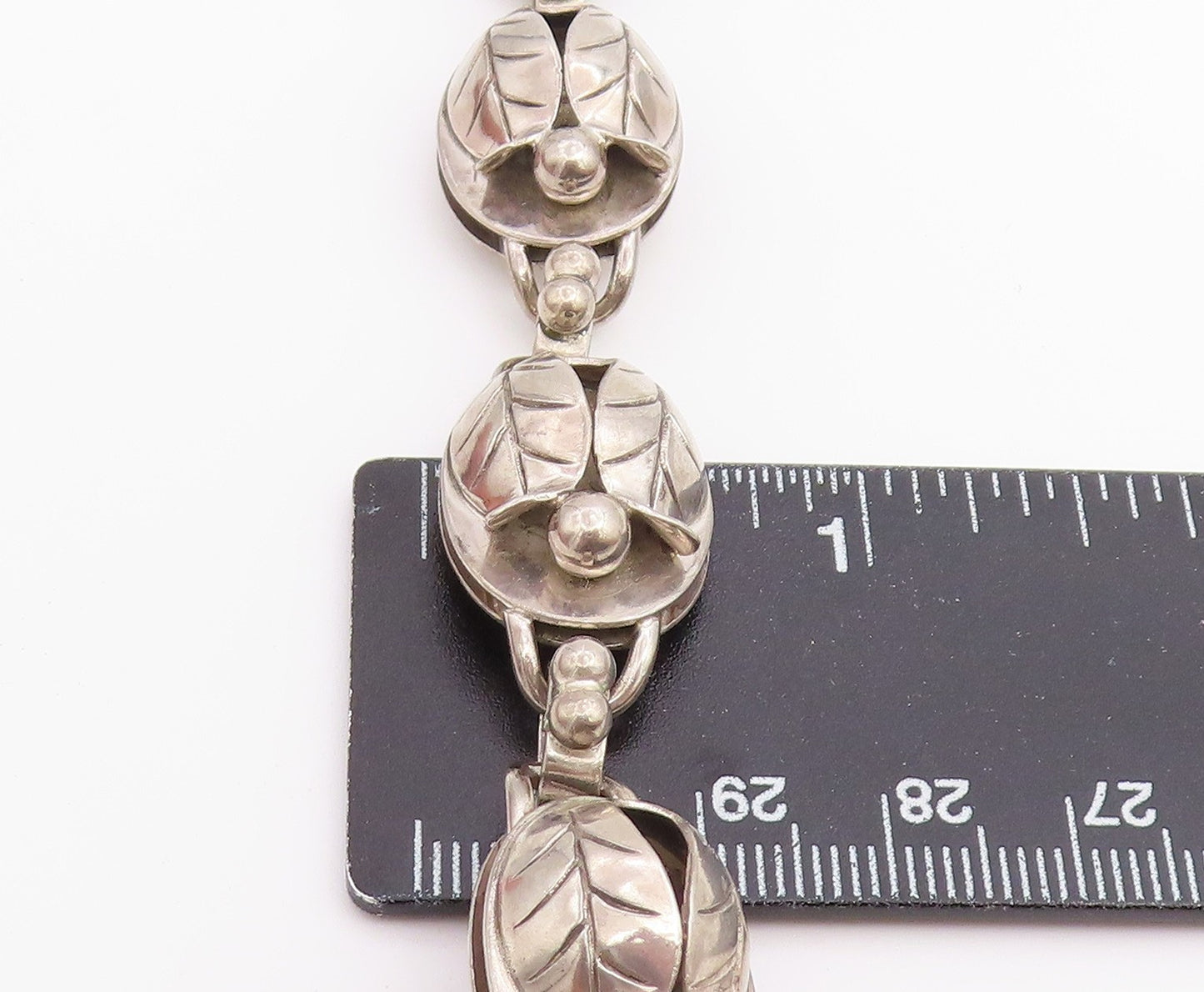 925 Sterling Silver Vintage Bracelet LA PAGLIA Botanical Tulip Link  BT12213