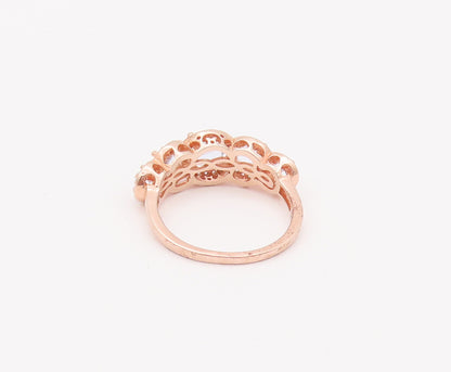925 Sterling Silver Vintage Ring Rose Gold Plated Multi Shape Topaz Sz 9 RG28027