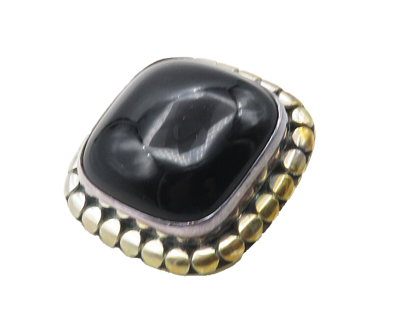 BALI 925 Sterling Silver  Vintage Black Onyx Circle Border Brooch Pin  BP4005