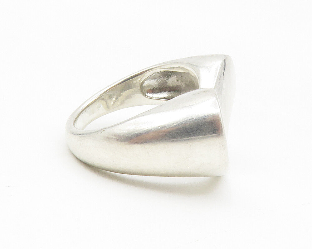 925 Sterling Silver  Vintage Shiny Love Heart Cocktail Ring Sz 10  RG14046