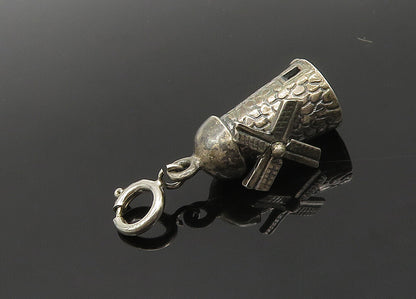 925 Sterling Silver  Vintage Dark Tone Windmill Motif Pendant  PT15914