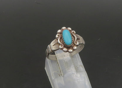 POST BELL 925 Sterling Silver  Vintage Turquoise Swirl Band Ring Sz 5  RG23592